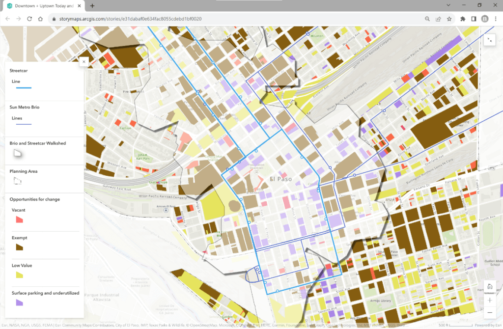 Screenshot of an interactive map for El Paso