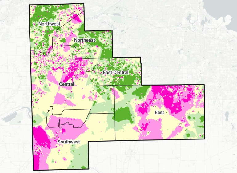 Housing development suitability map for Will County, Illinois